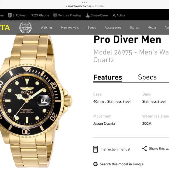 Men’s Invicta Pro Divers Watch - Picture 1 of 9